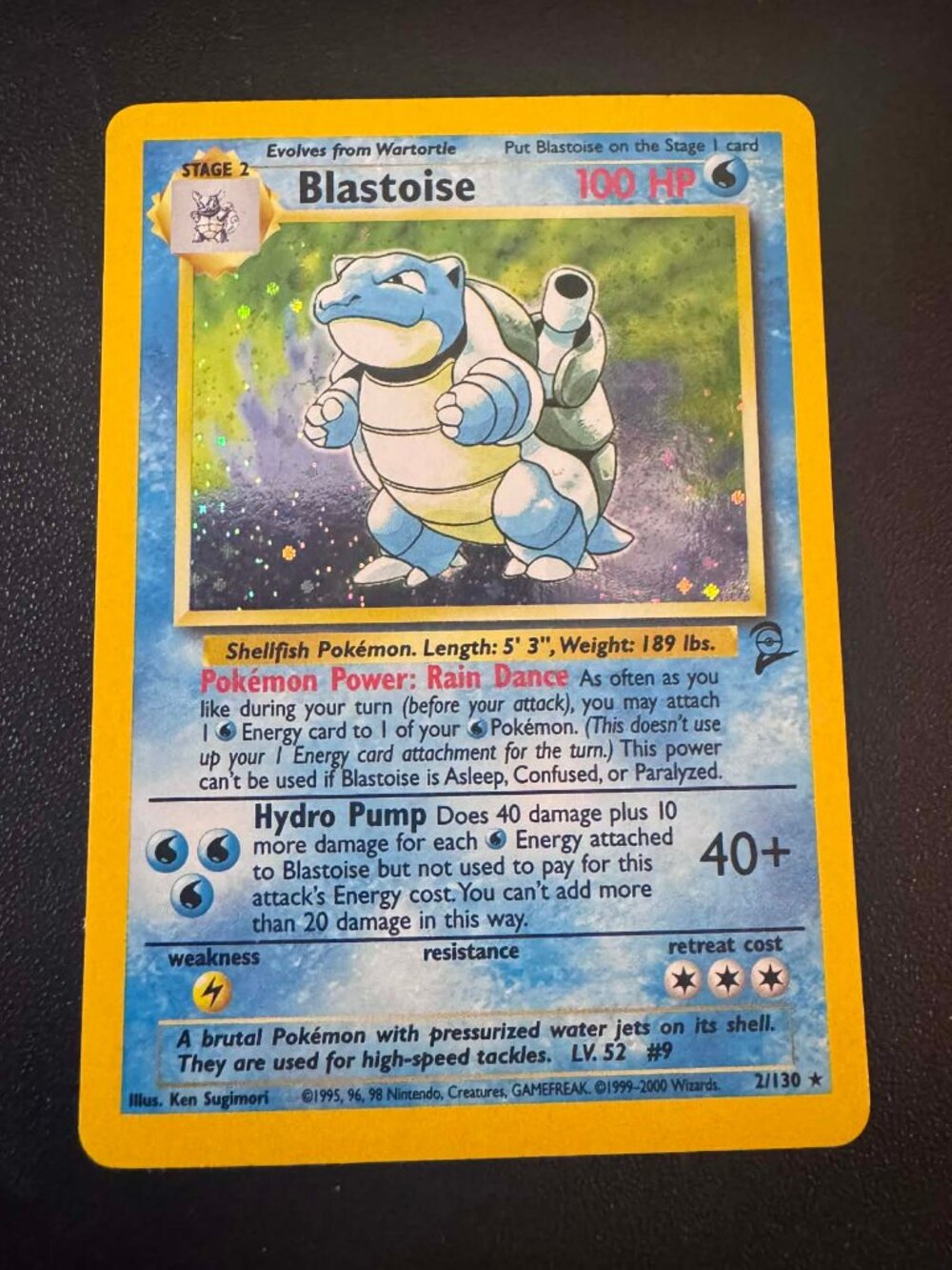 Pokemon Card Holo Rare Blastoise SET 2 2000 2/130